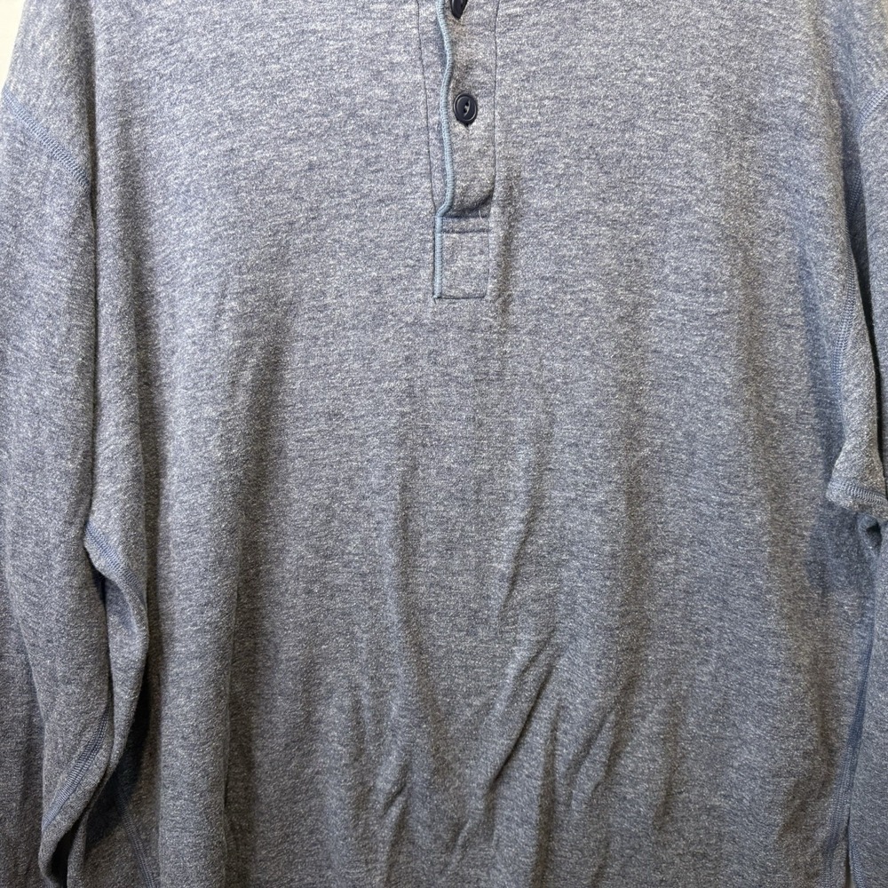 L.L. Bean River Driver Shirt Mens Size L Reg Blue Henley Wool Base Layer Cotton - Picture 3 of 9